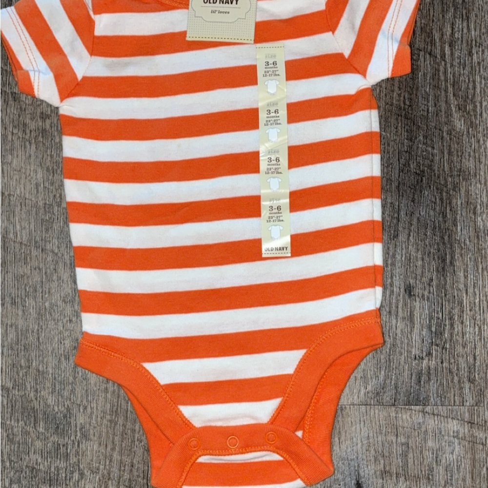 Old Navy Orange and White Striped Bodysuit